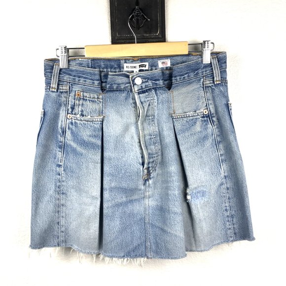 The Attico Dresses & Skirts - The Attico x Re/Done x Levis, Pleated Denim Mini Skirt